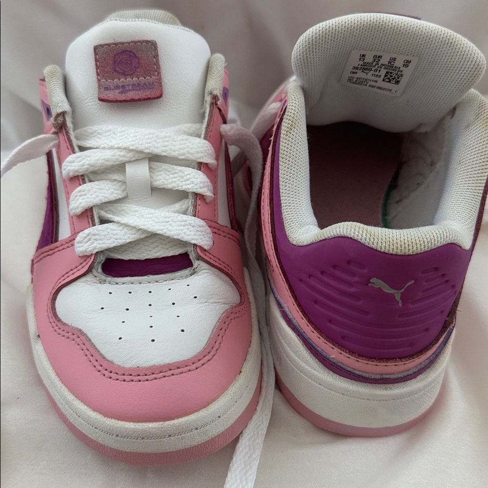Puma Little Girl Slipstream Runaway Lace Up Sneaker Size 1 Pink, Purple & White - Picture 9 of 15